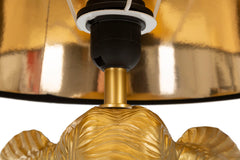 Lampe de table tête d'éléphant métal noir abat-jour tissu noir