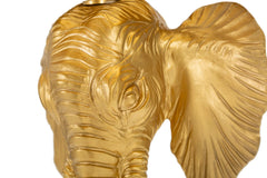 Lampe de table tête d'éléphant métal noir abat-jour tissu noir