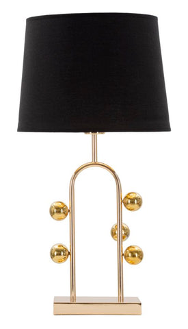 Lámpara de mesa Bubble metal dorado pantalla tela negra