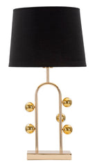 Lampe de table Bubble métal doré abat-jour tissu noir