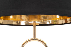 Lampe de table Bubble métal doré abat-jour tissu noir
