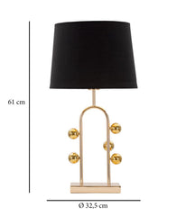 Lampe de table Bubble métal doré abat-jour tissu noir