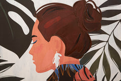 Impression murale Lady Jungle toile encadrée couleurs chaudes