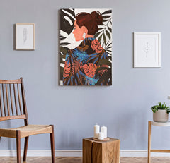 Impression murale Lady Jungle toile encadrée couleurs chaudes