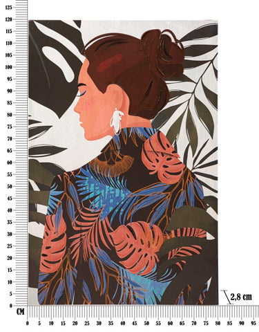 Impression murale Lady Jungle toile encadrée couleurs chaudes