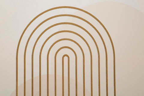 Impression sur toile abstraite avec cadre en bois tons chauds décorations dorées