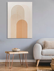 Impression sur toile abstraite avec cadre en bois tons chauds décorations dorées
