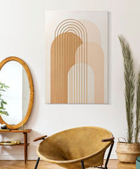Impression peinte abstraite avec cadre en bois et décorations dorées