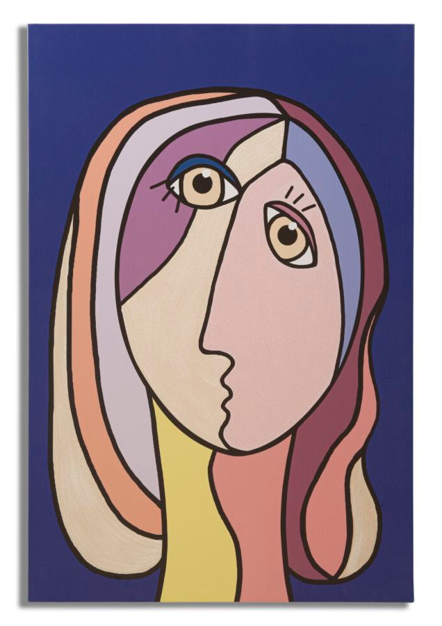 Impression murale double face Cubisme cadre en bois couleurs vives