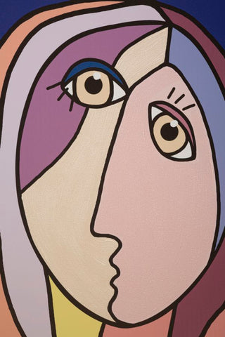 Impression murale double face Cubisme cadre en bois couleurs vives
