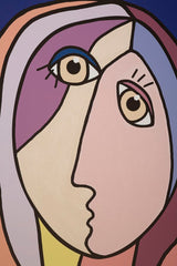 Impression murale double face Cubisme cadre en bois couleurs vives