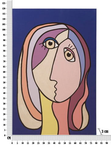 Impression murale double face Cubisme cadre en bois couleurs vives