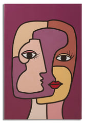 Impression peinte sur toile cubiste cadre en bois couleurs vives
