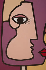 Impression peinte sur toile cubiste cadre en bois couleurs vives