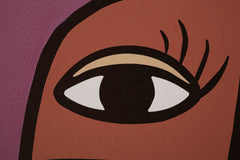 Impression peinte sur toile cubiste cadre en bois couleurs vives