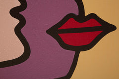 Impression peinte sur toile cubiste cadre en bois couleurs vives