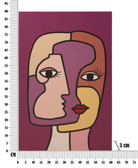 Impression peinte sur toile cubiste cadre en bois couleurs vives