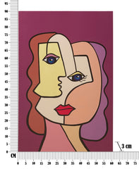 Impression murale visage cubisme cadre bois couleurs vives