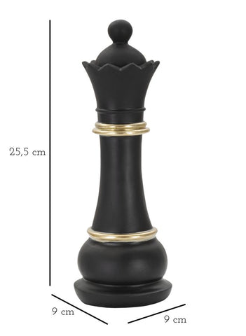 Sculpture Reine Échecs Noir et Or