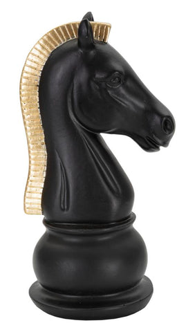 Escultura Caballo Negro y Dorado