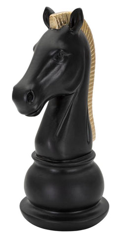 Escultura Caballo Negro y Dorado