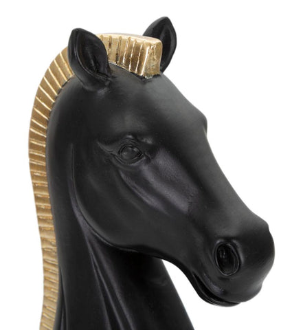 Escultura Caballo Negro y Dorado