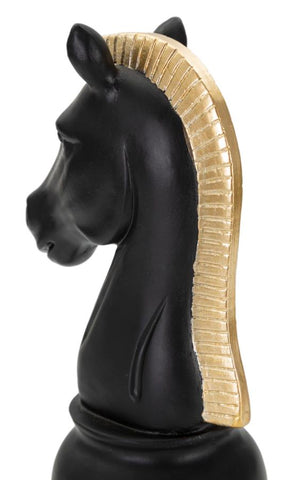 Escultura Caballo Negro y Dorado