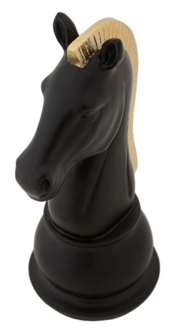 Escultura Caballo Negro y Dorado