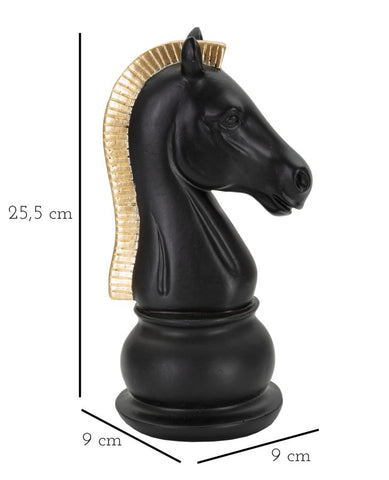 Escultura Caballo Negro y Dorado