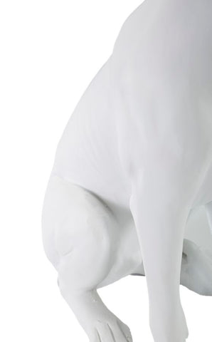 Statue de chien assis Blanc avec couronne Dorée