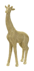 Statue Girafe debout dorée motif à carreaux