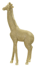 Statue Girafe debout dorée motif à carreaux