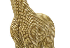 Statue Girafe debout dorée motif à carreaux