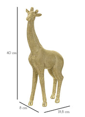 Statue Girafe debout dorée motif à carreaux