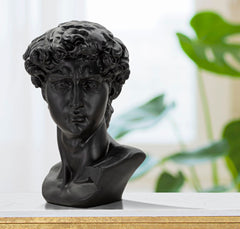Statue tête d'homme noire finitions dorées