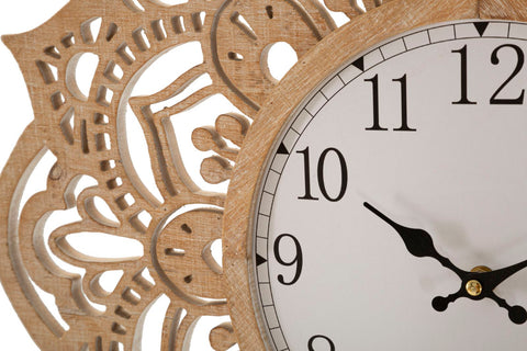 Reloj de pared tallado Ø 60 cm madera natural