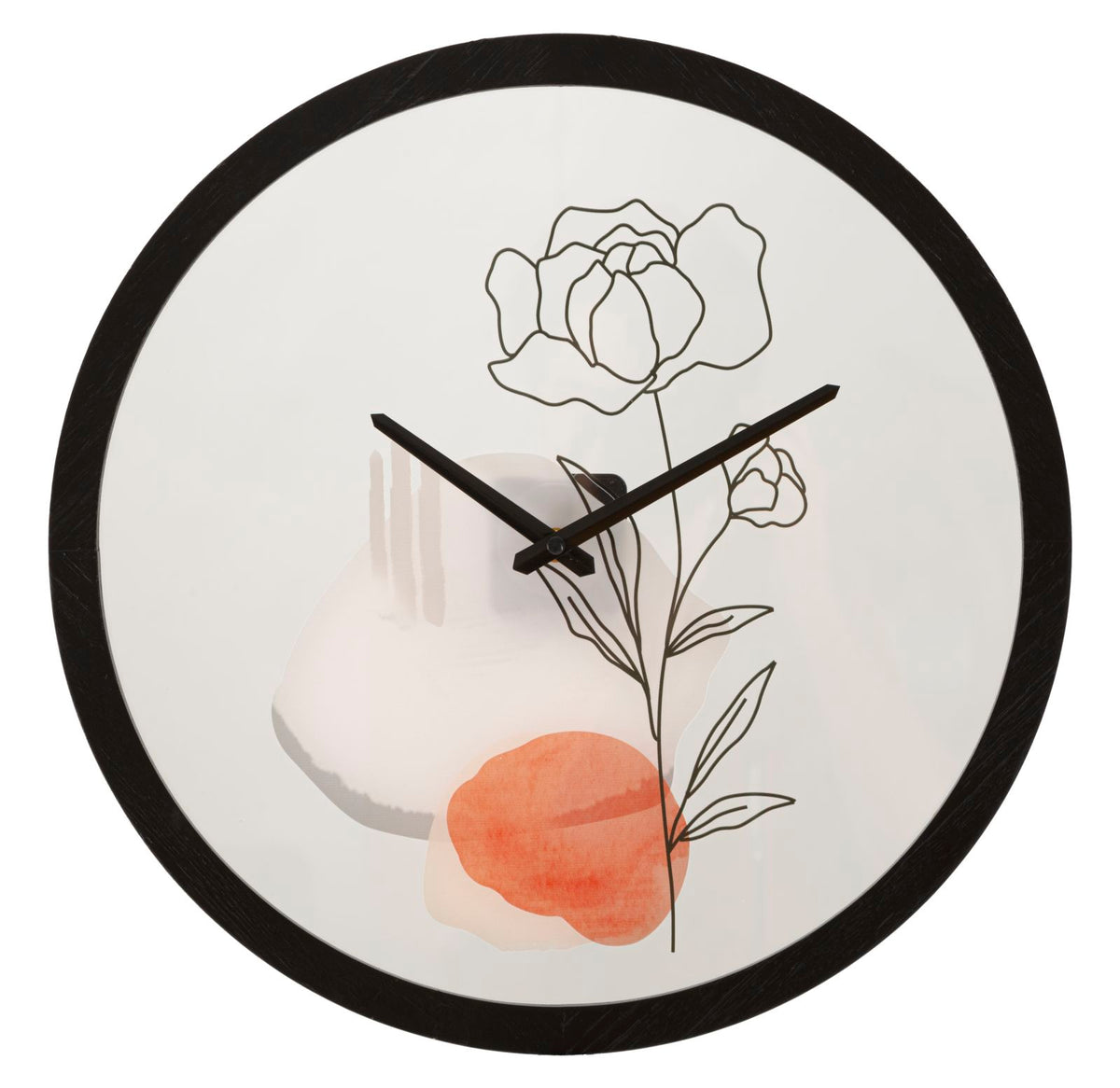 Reloj de pared redondo con diseño de rosa