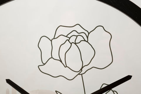 Reloj de pared redondo con diseño de rosa
