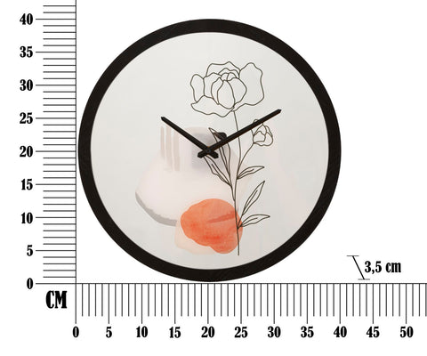 Reloj de pared redondo con diseño de rosa