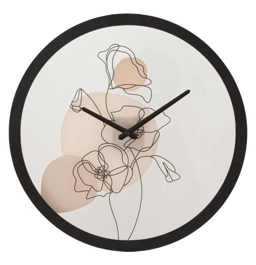 Reloj de pared redondo con motivos florales