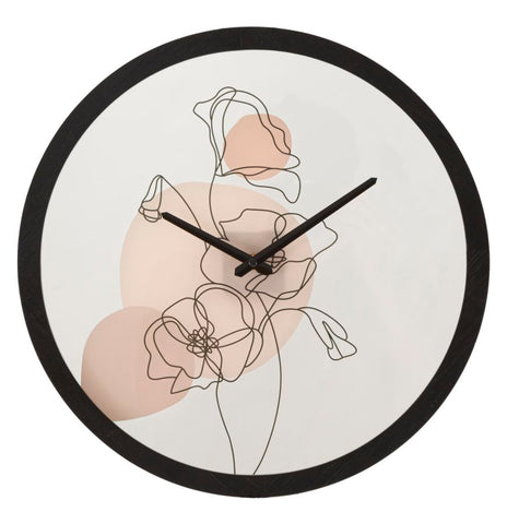 Reloj de pared redondo con motivos florales
