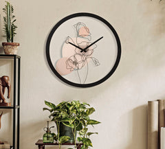 Horloge murale ronde motifs floraux