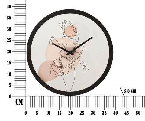 Reloj de pared redondo con motivos florales