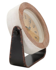 Horloge de table ronde métal et bois naturel