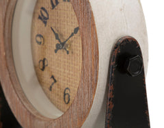Horloge de table ronde métal et bois naturel