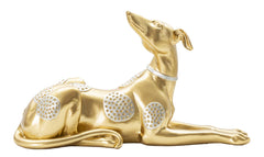 Statue de chien couché doré décorations argentées