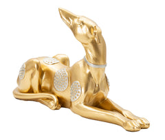 Statue de chien couché doré décorations argentées