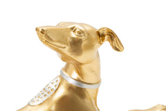 Statue de chien couché doré décorations argentées