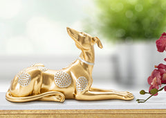 Statue de chien couché doré décorations argentées
