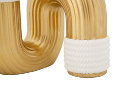 Vase blanc et doré aux lignes simples
